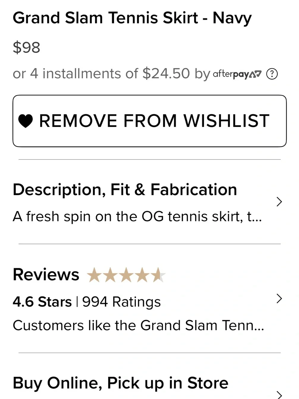 ALO Yoga Navy Grand Slam Tennis Skirt